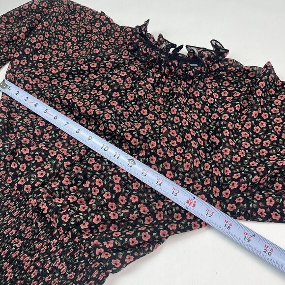 C Meo Collective Dress S ditzy Floral Longevity Smocked Sheer Grunge Whimsigoth - Picture 5 of 16